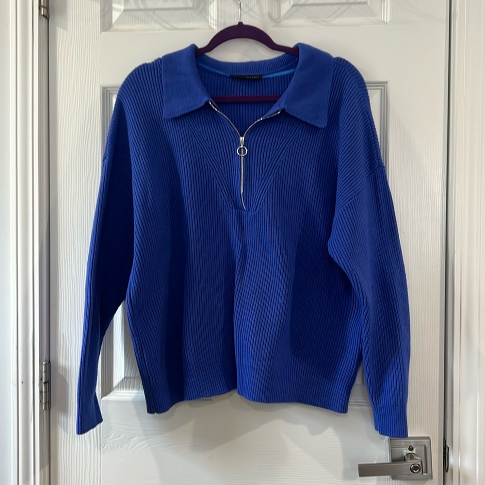 Lane Bryant 18/20 Blue Pullover Sweater Half Zip